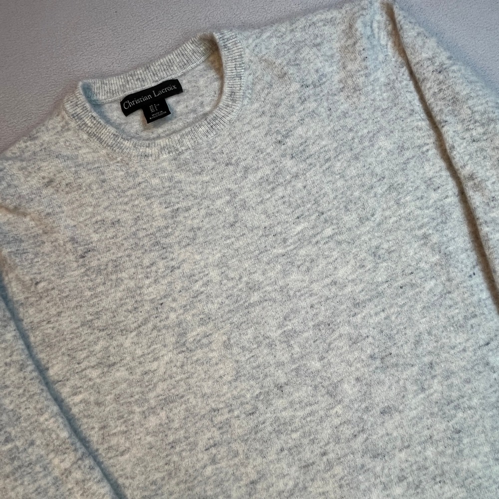 Christian Lacroix Mens Heather Grey Crewneck Sweater Size Large Marled Knit